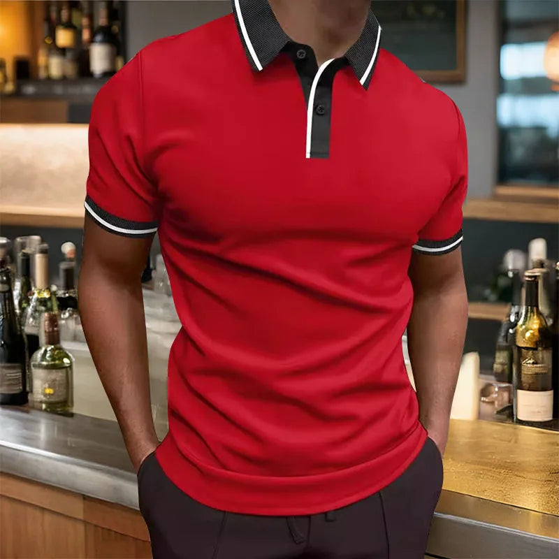 Summer Men's Short sleeved Polo Shirt Business Casual Collar T-shirt Plus Size Breathable Top European and American Plus size