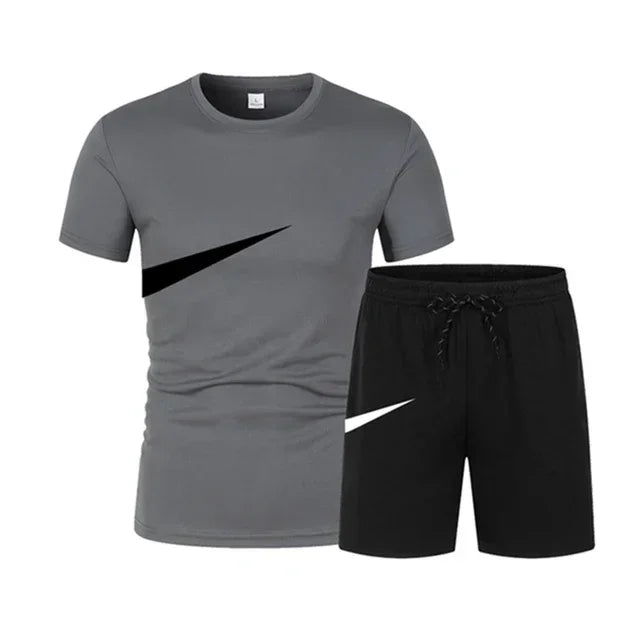 2025 Summer Sports Men's Suit Running 3d Printed Top Casual T-shirt + Shorts 2-piece Jogging Breathable Quick-drying Clothing