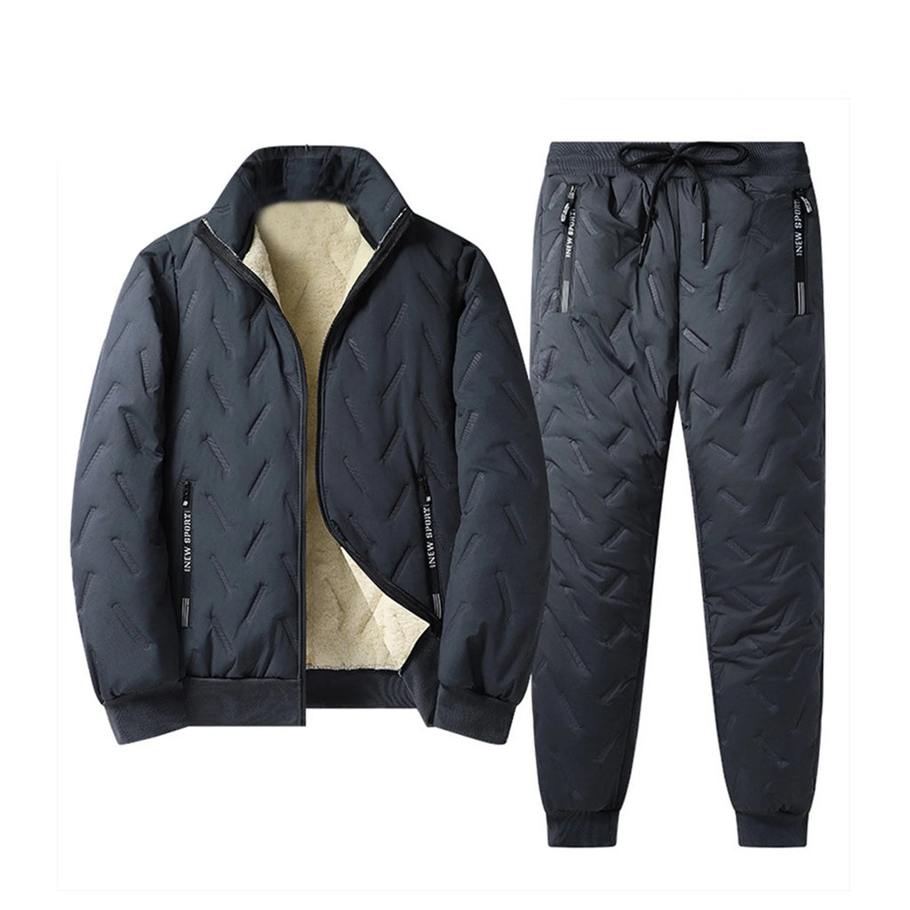 Winter Men'S Thick Solid Color Casual Zippered Pocket Sports Pants Velvet Warm Jacket Suitable For Outdoor Daily Wear
