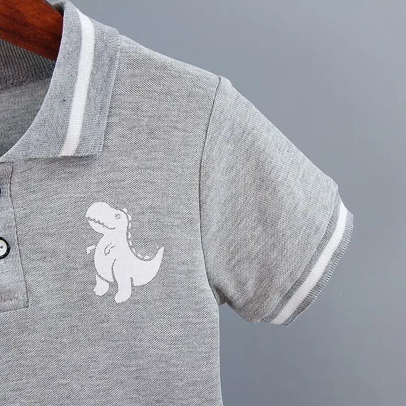 Summer Kids Outfits Baby Boys Clothes Set Dinosaur Printed Turn-down Collar T-Shirts Tops+ Shorts 2PCS/Suit Infant Clothing Sets