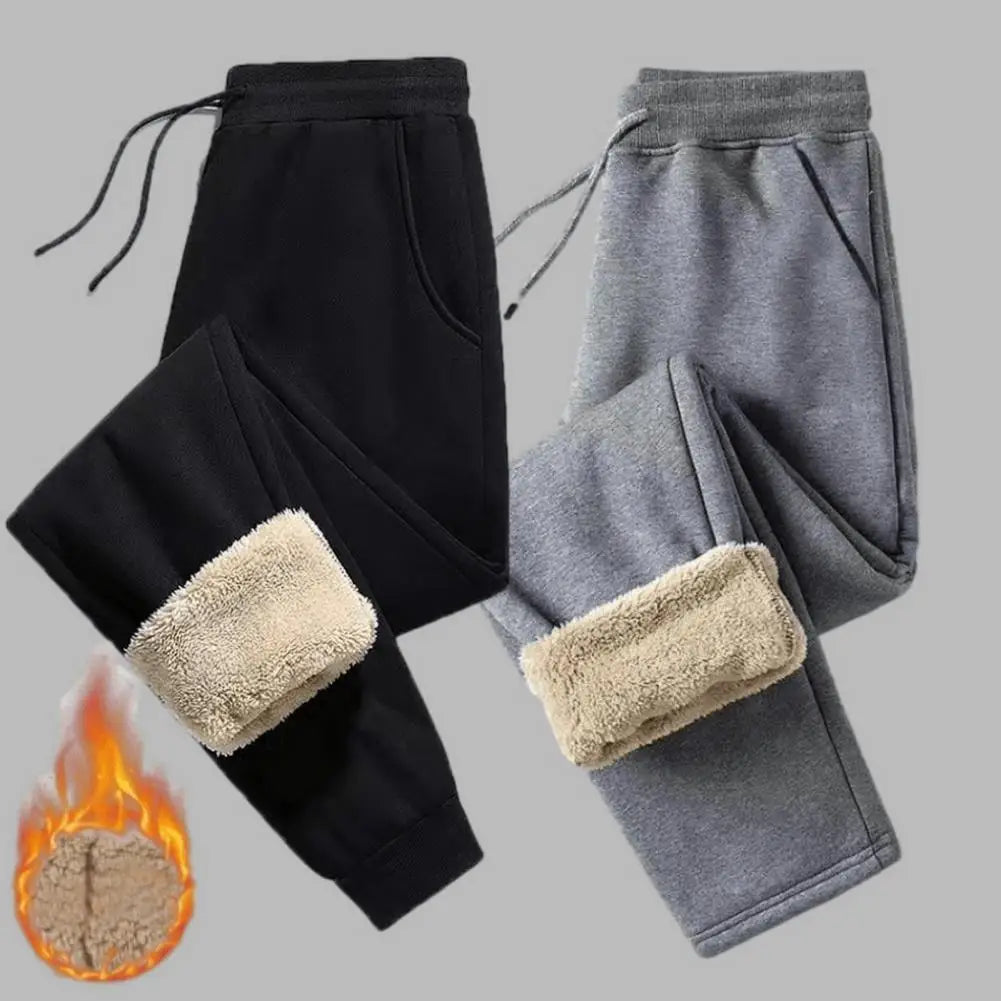 Winter Lambswool Warm Casual Pants Thick Plush Drawstring Men Sweatpants Fitness Jogging Pants Men Fleece Straight Trousers