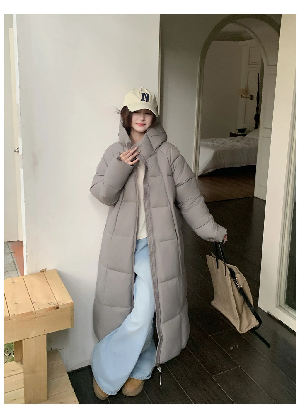 Long Coats Parkas Women Loose Zipper Hooded Jacket Thick Warm Casual Full Sleeve Elegant Spliced Jackets Autumn Winter