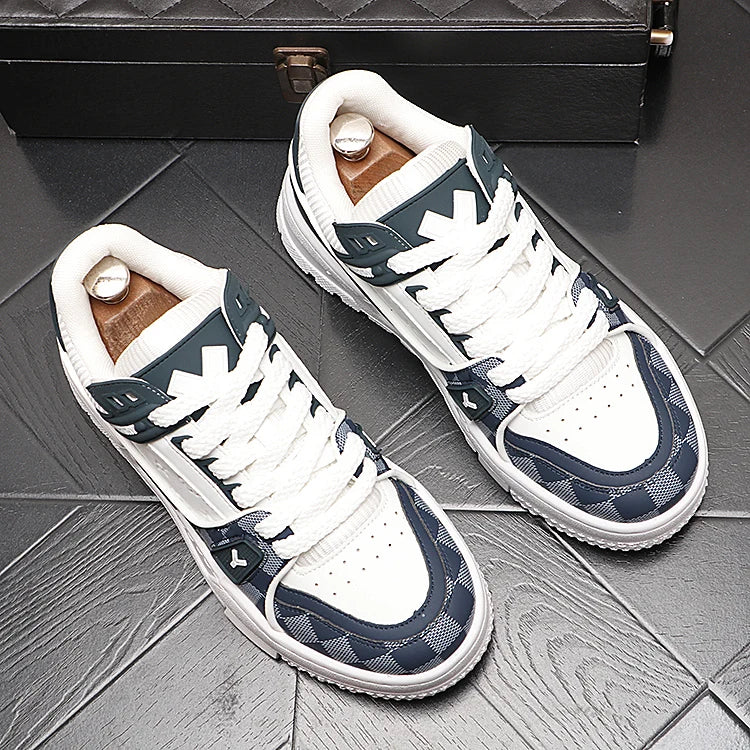 2025 New Men Outdoor Flat Classic Blue Sports Shoes Lace Up Skateboard Board Shoe Walking White Leisure Running Sneakers