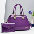 Bright Leather Top-handle Bag For Women Large Capacity Shoulder Bag with Clutch Handbag Purse, Female Shopping Messenger Tote