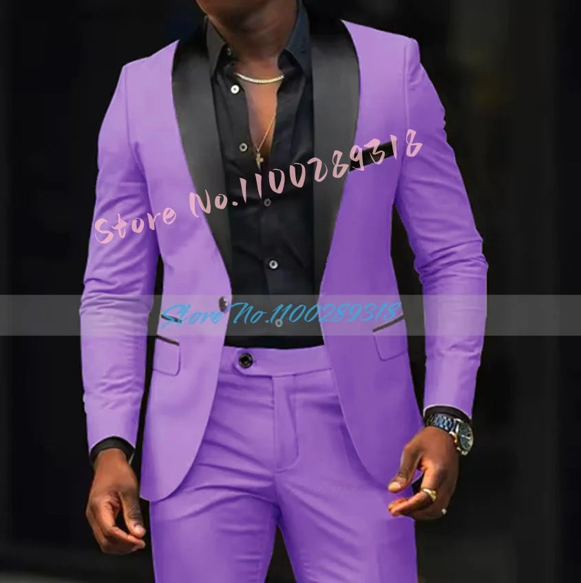 Men's Suit Jacket Autumn Slim Fit One Button Blazer Fashion New Formal England Male Dress Coat Trousers Pants 2 Pieces Set
