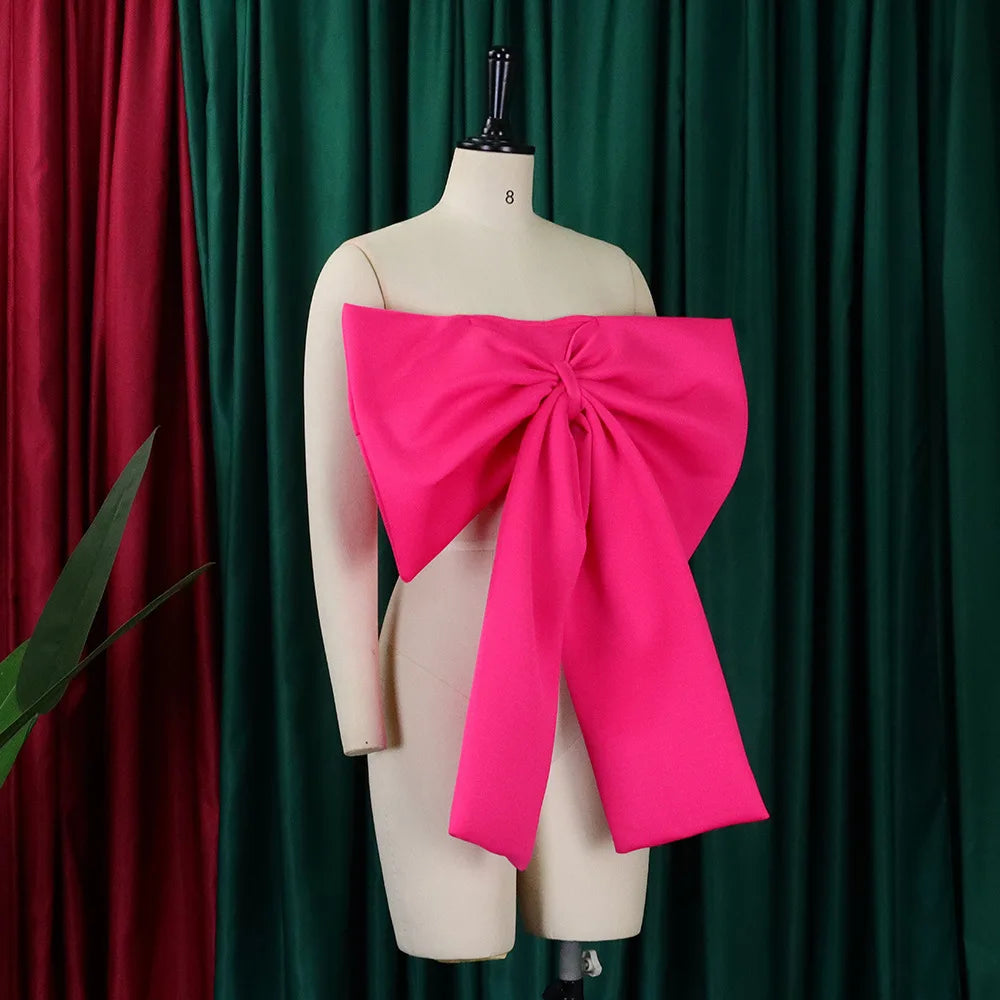 Sexy Blouse & Shirts for Woman Off the Shoulder Backless Big Bow Decorate Zipper Closure Fashion Ladies Evening Night Club Tops