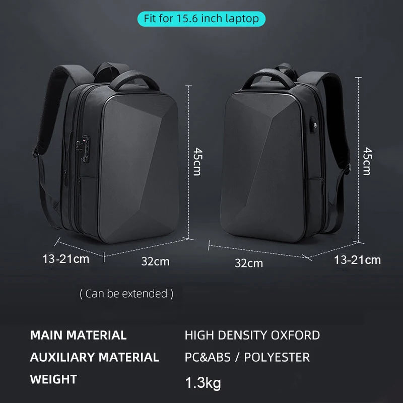 Swiss Men‘s 15.6 Inch Laptop Backpack Expandable PC Hard Shell Bag TSA Anti-theft Waterproof Backpacks USB Business Travel Bag