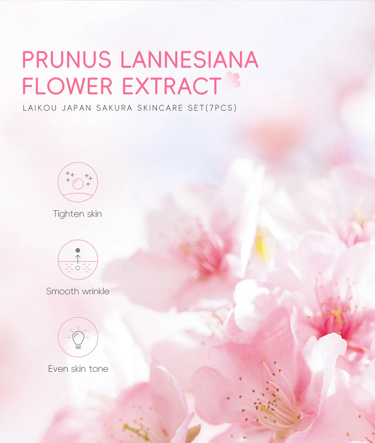 LAIKOU cleansing Laikou moisturizing hydration Japan Cherry Blossom Skincare 7-piece Mud Mask Edition Facial Care Set