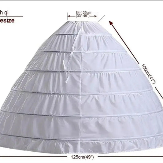 6 Hoop Crinoline Black White Long Wedding Petticoat Ball Gown Dress Underskirt Skirt Half Slips Wedding Accessories