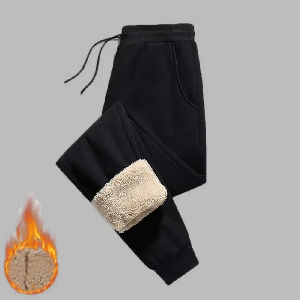 Winter Lambswool Warm Casual Pants Thick Plush Drawstring Men Sweatpants Fitness Jogging Pants Men Fleece Straight Trousers