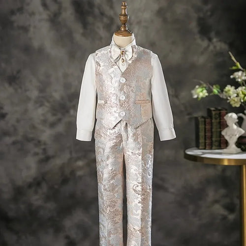 Boys' 6-Piece Formal Suit Set – Handmade Flower Boy Outfit | Weddings, Performances & Ceremonies | Ages 4–16