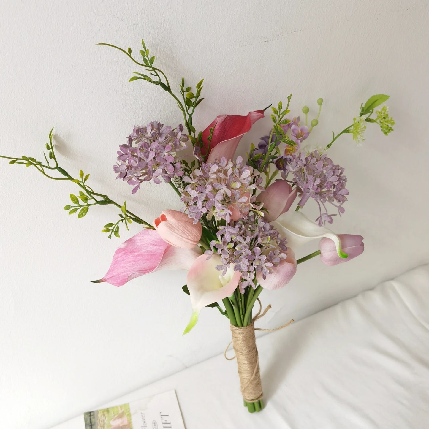 Ins Sle Purple Pink Handheld Flower Bouquet Artificial Flowers Wedding Photoaphy New Bride Home Decoration Arrangement