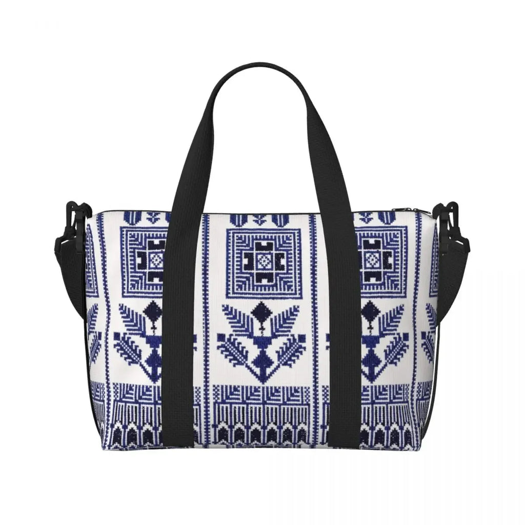 Custom Arabic Calligraphy Name With Palestinians Flag Hand Grocery Tote Shopping Bag Women Large Capacity Beach Gym Travel Bags