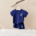 INS Summer Baby Boys Clothes Baby Girls Suit Bear Embroidery Thin Sports T-shirt Baby Cotton Infant Outfit Set Children Clothing