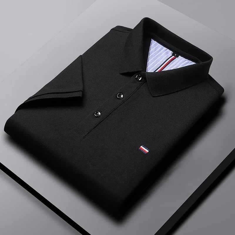 2025 New Cotton Summer Men's Casual Fashion Versatile Polo Shirt Breathable and comfortable embroidered top