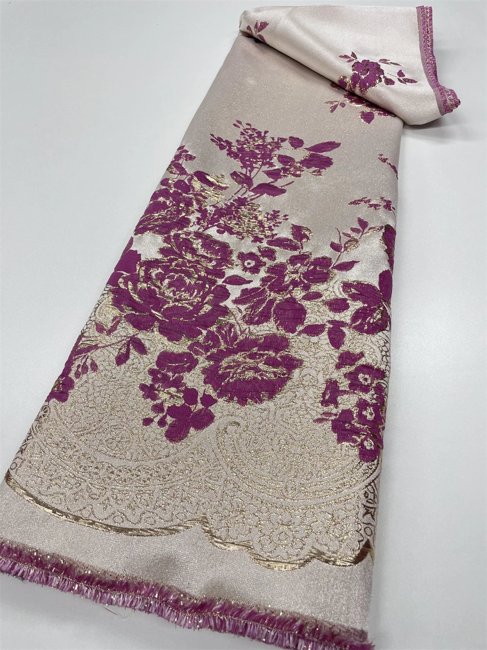 New Arrival African Brocade Lace Fabric Jacquard Organza Fabric High Quality Damask Jacquard for Wedding Evening Dresses 5yards