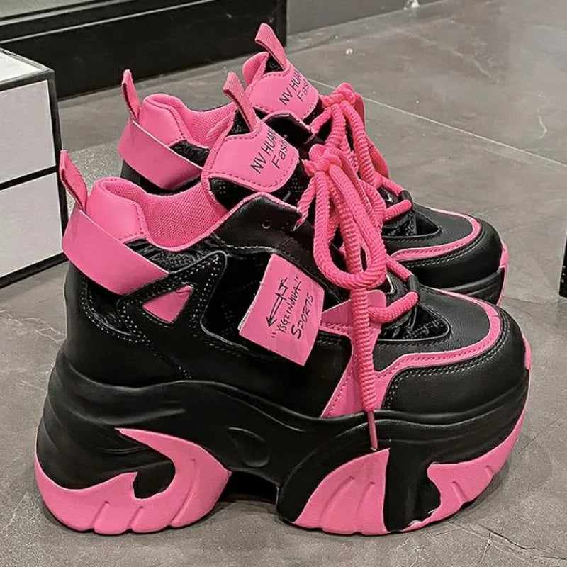 High Platform Sneakers Women 2023 Thick Sole Sports Ladies Trainers Vulcanized Shoes Woman Chunky Sneakers Zapatillas Mujer 10CM