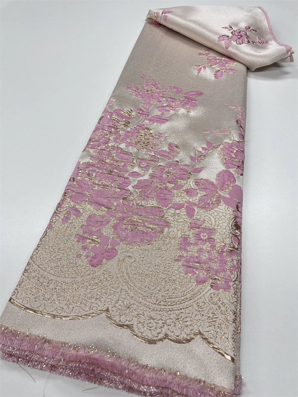 New Arrival African Brocade Lace Fabric Jacquard Organza Fabric High Quality Damask Jacquard for Wedding Evening Dresses 5yards