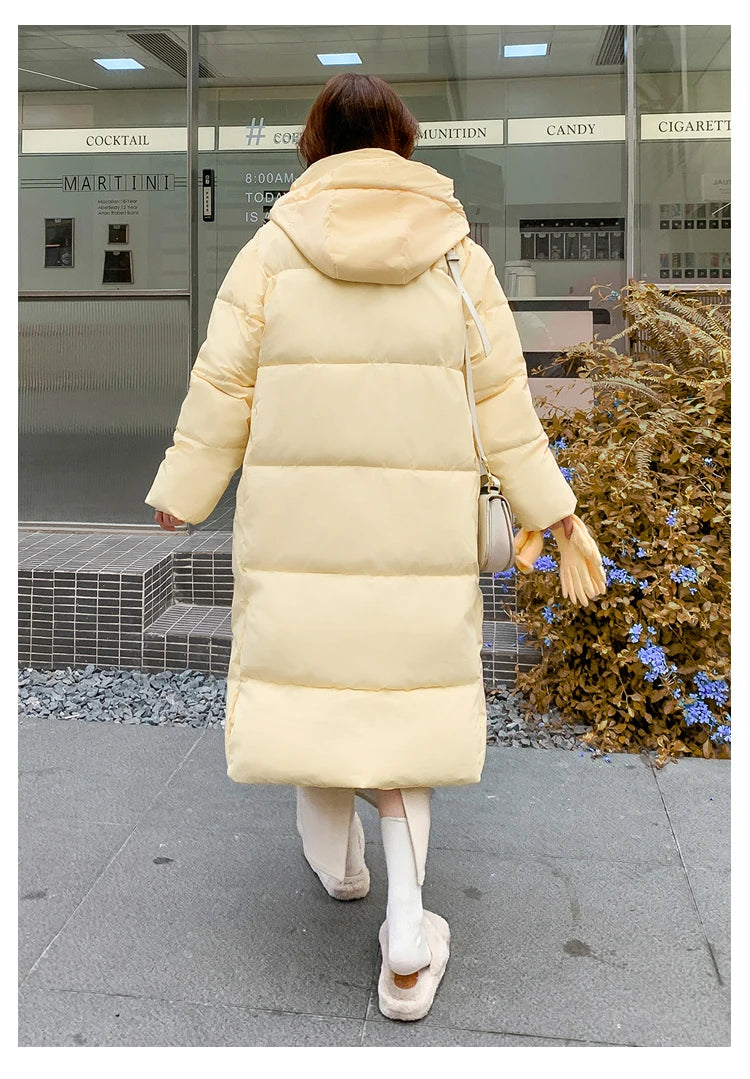 2025 Winter Women Jacket Coats Long Parkas Female Down Cotton Hooded Overcoat Thick Warm Jackets Windproof Casual Student Coat