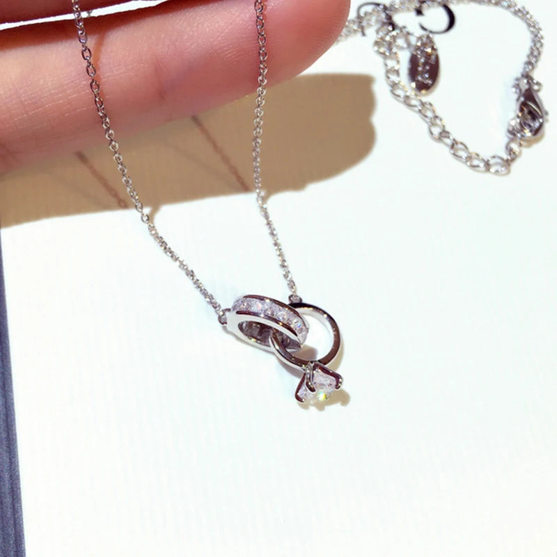 JUWANG Classic Retro Metal Luxury Rhinestone Super Shine Zircon Angle Wing Necklace For Women Sexy Stainless Steel Pendant 2023