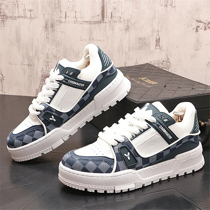 2025 New Men Outdoor Flat Classic Blue Sports Shoes Lace Up Skateboard Board Shoe Walking White Leisure Running Sneakers