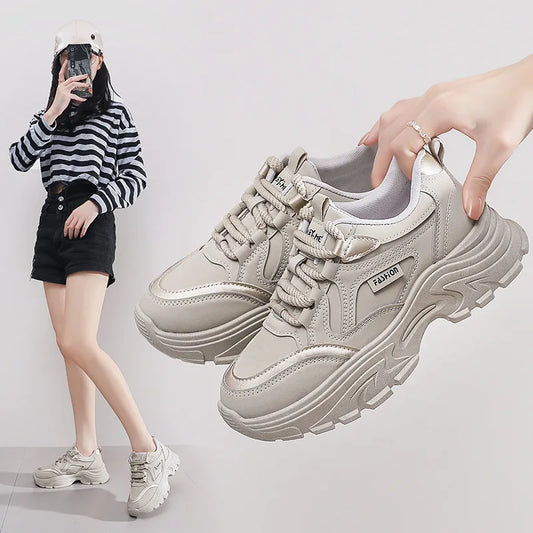 Sneakers for Women Autumn New Style, Korean Version Versatile Thick-Soled Single Shoes, Sports Shoes Running Casual Shoes