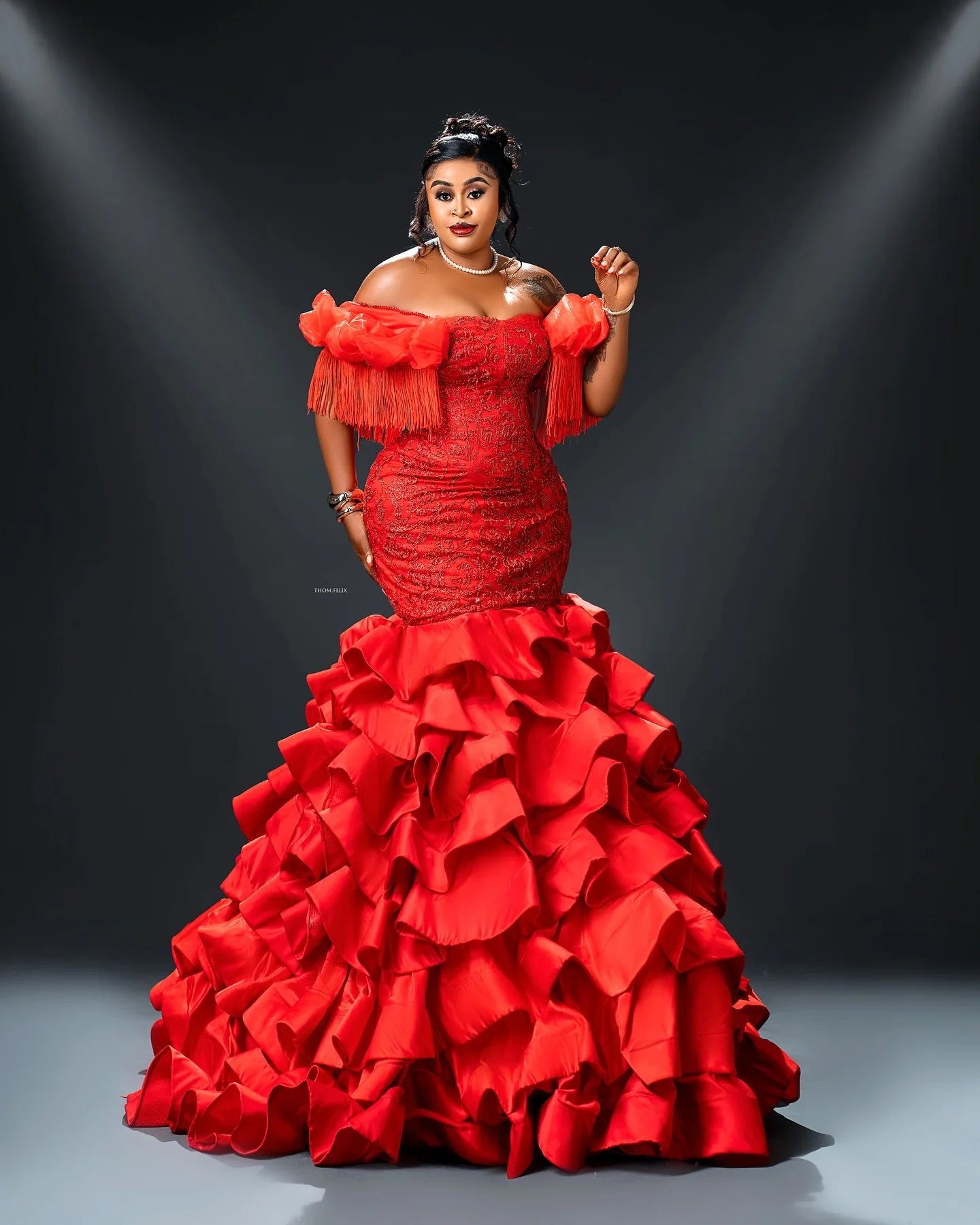 African Traditional Wedding Gown Bridal Photoshoot Dress Luxury Beading Wedding Reception Dresses Aso Ebi Women Birthday Dress