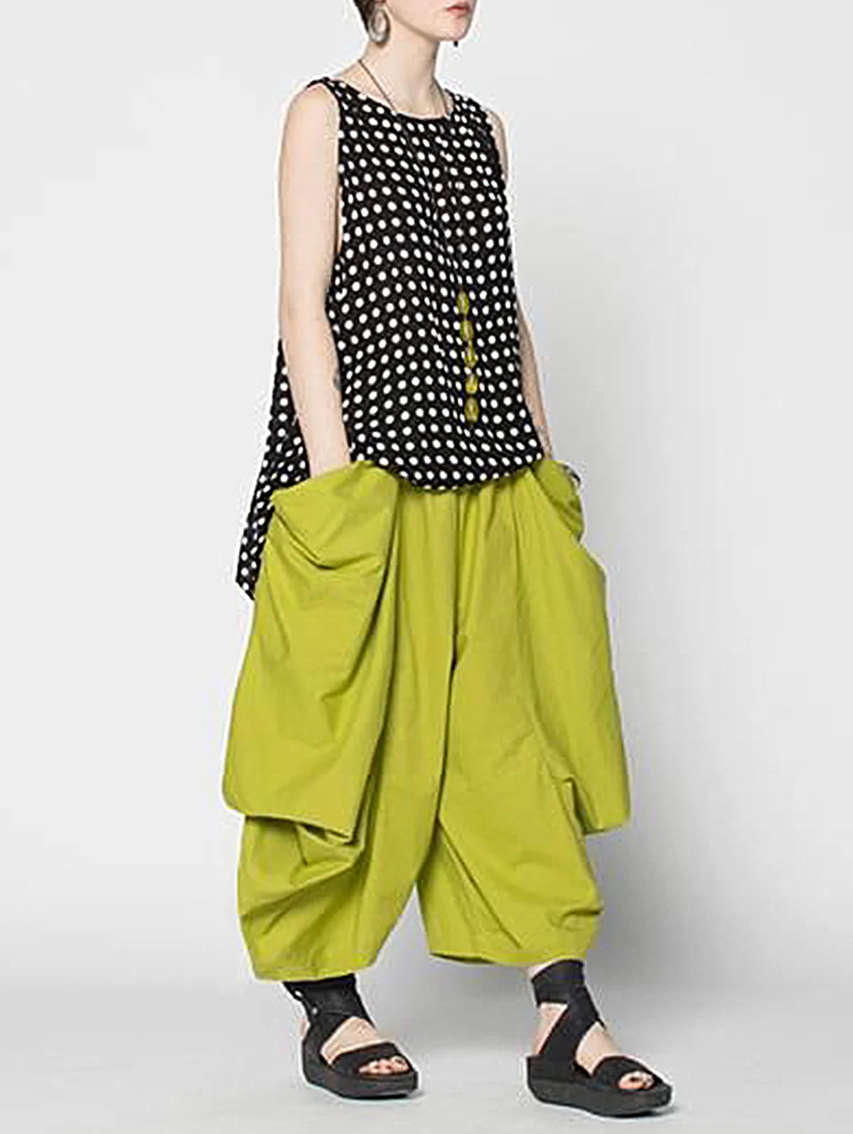 Women Wide Leg Loose Harajuku Pant Cotton Linen Plus Size Casual High Street Hip Hop Trouser Normcore Vintage Solid Bloomer Pant