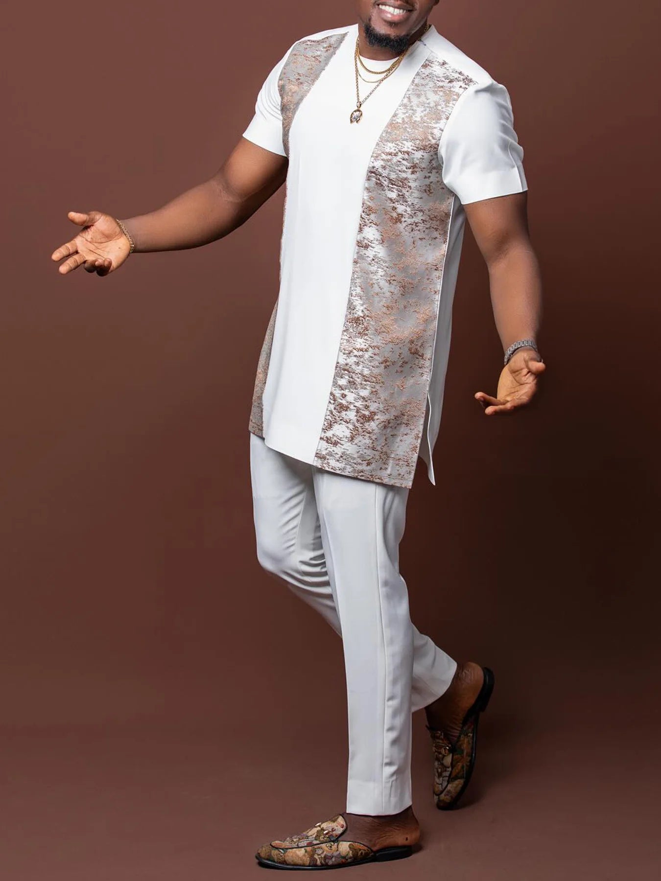 African Men Traditional Short Sleeve Outfit Nigeria Summer Africa Luxury Fashion Clothes Men'S T-Shirt Polo Shirts 2-Piece Sets