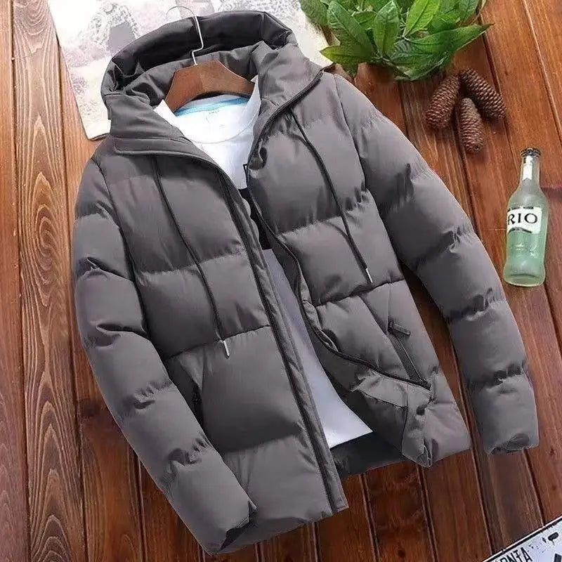 Men's Winter Hooded Jacket Warm Windproof Casual Coat plus Size Cotton Padded Outerwear 6XL Loose-fit Cropped Parka for Outdoor