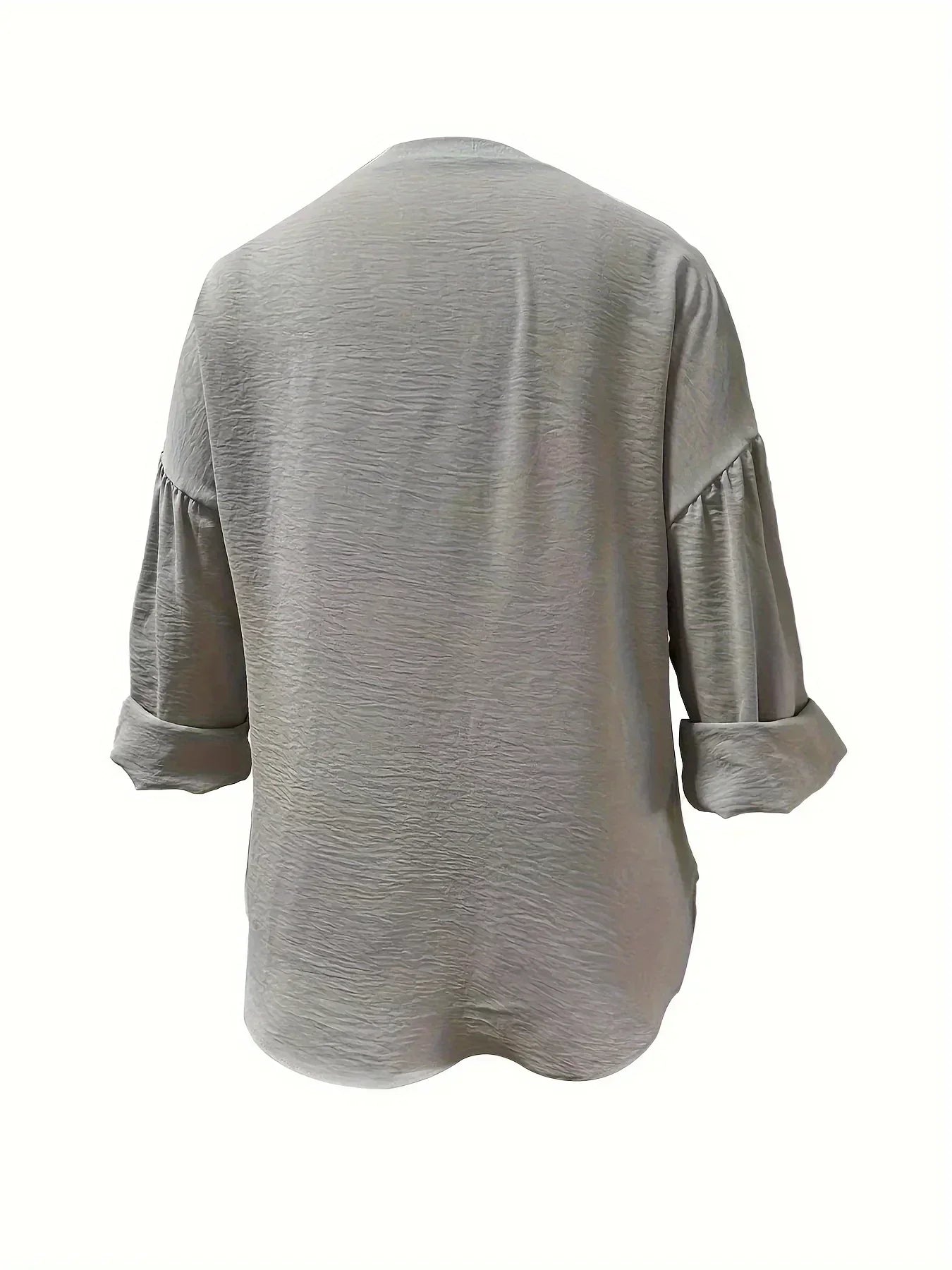 Plus Size 1XL-5XL Women Casual Solid Color Blouse Ladies Fashion Loose Tops V-neck Blouse Long Sleeve Shirt