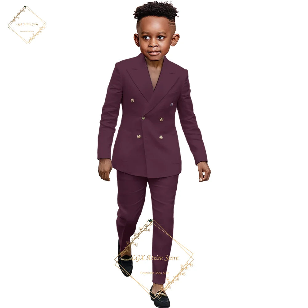 Boys suit 2 piece suit - custom made for 2~16 year old children double breasted peak lapel formal occasion slim fit suit