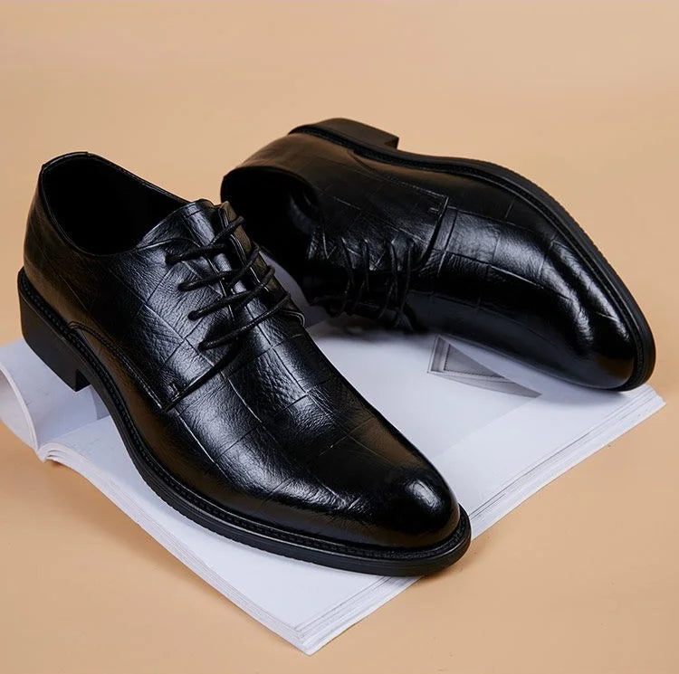 Men's Formal Shoes Black Spring Autumn Pointed Toe Legitimate Leather Official Suit High Quality Fashion Party Social Shoe Male