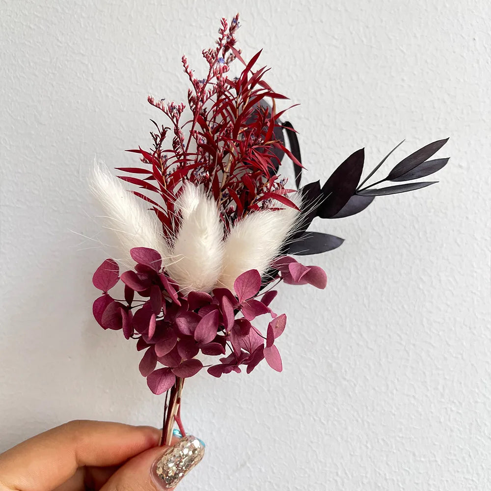 6pcs Mini Dried Flower Bouquet Bohemian Wedding Pampas Rabbit Tail Grass Bridesmaid Flowers Wedding Party Decoration Home Decor