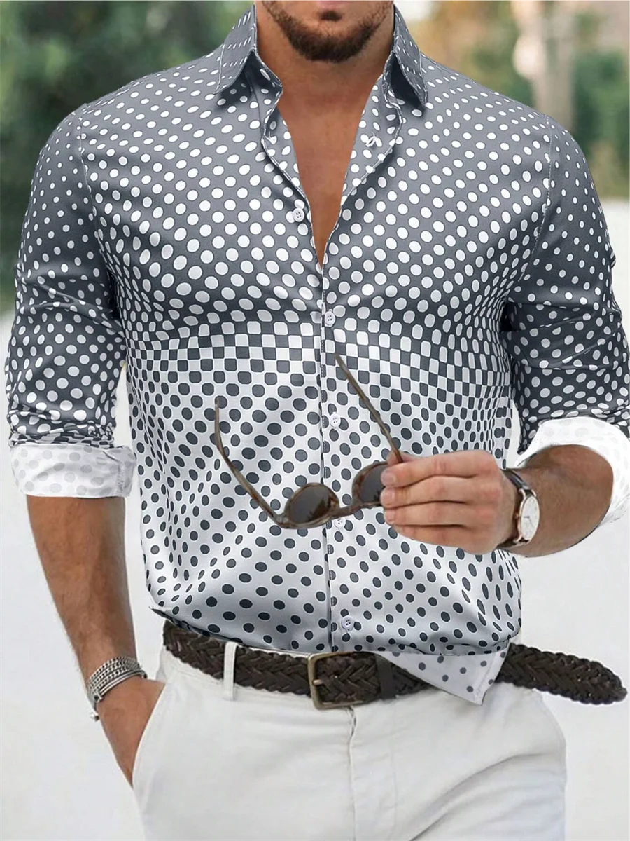 Men's long sleeved shirt polychrome Gradient pattern 3D printed top for spring and autumn new fashion  men's unisex clothing