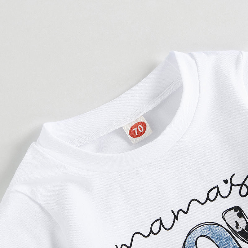 VISgogo Toddler Baby Boys Clothes Set Short Sleeve Letter Print T-shirt Elastic Waist Drawstring Shorts Summer Casual Outfit