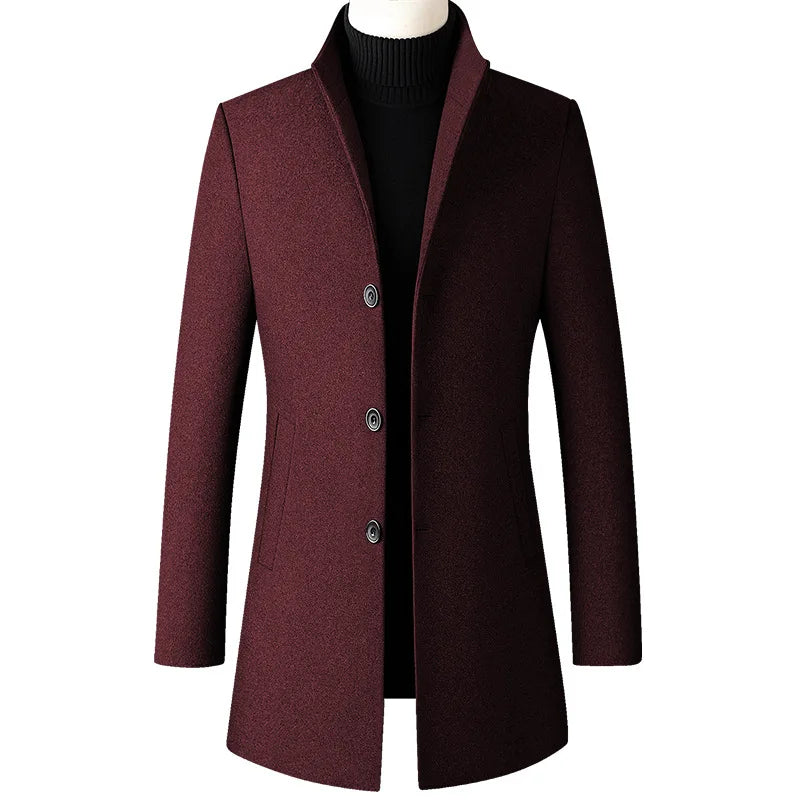 Winter Jacket Men Wool Pea Coat Oversized Overcoat Solid Business Casual Coat Men's Clothing Woollen Coats 4XL AF2011