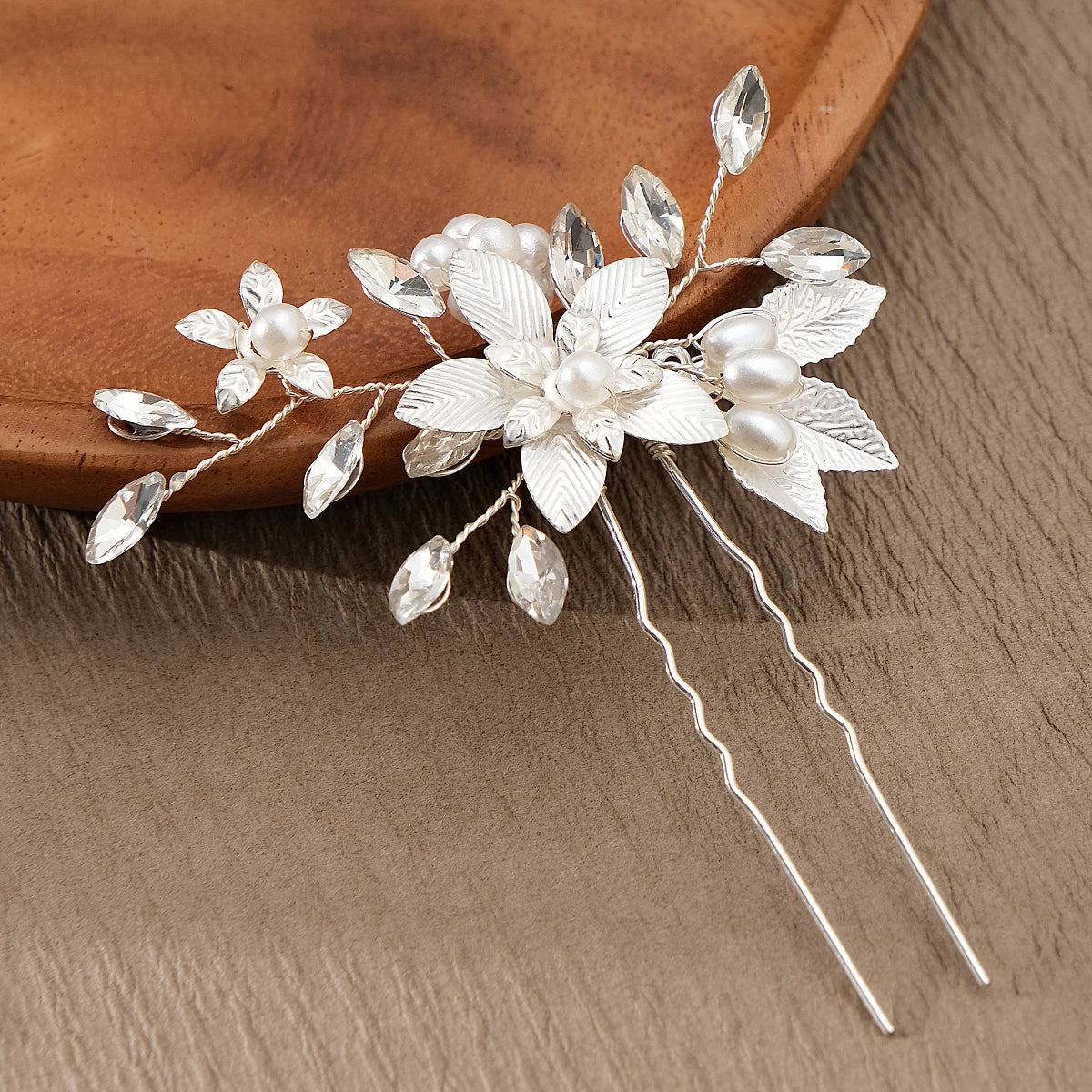Fashion Pearl Rhinestone Flower Hair Pins barrette Bride Wedding Jewelry Accessories Hair Clips Headpiece For Women