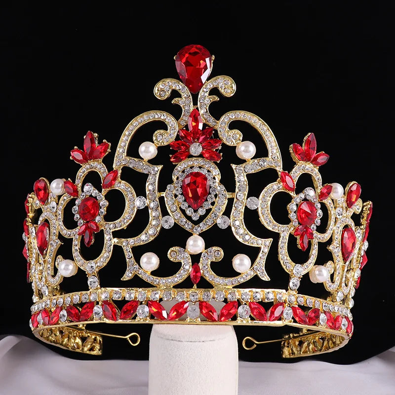 Fashion Wedding Big Crown Bridal Hair Accessories Vintage Big Rhinestone Headbands Romantic Crown Tiaras Party Decoration