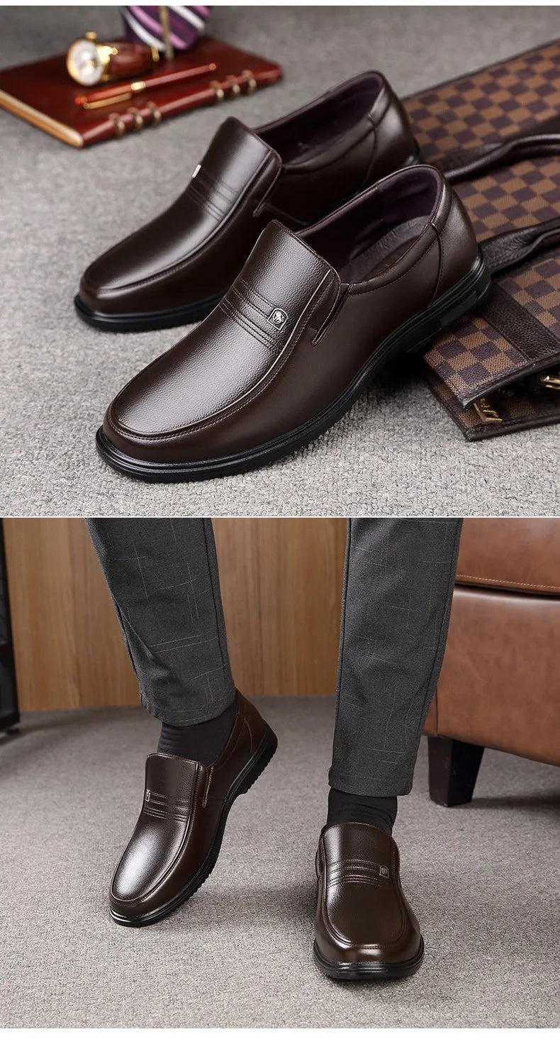 Leather Men Formal Shoes Luxury Brand 2025 Men's Loafers Dress Moccasins Breathable Slip on Black Driving Shoes Plus Size 37-46