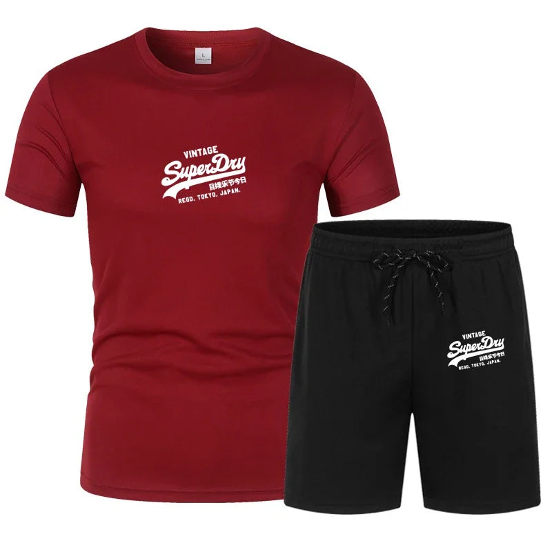 Men's summer sportswear tops, T-shirts, sports shorts, 2025 new T-shirt sets, quick-drying clothes
