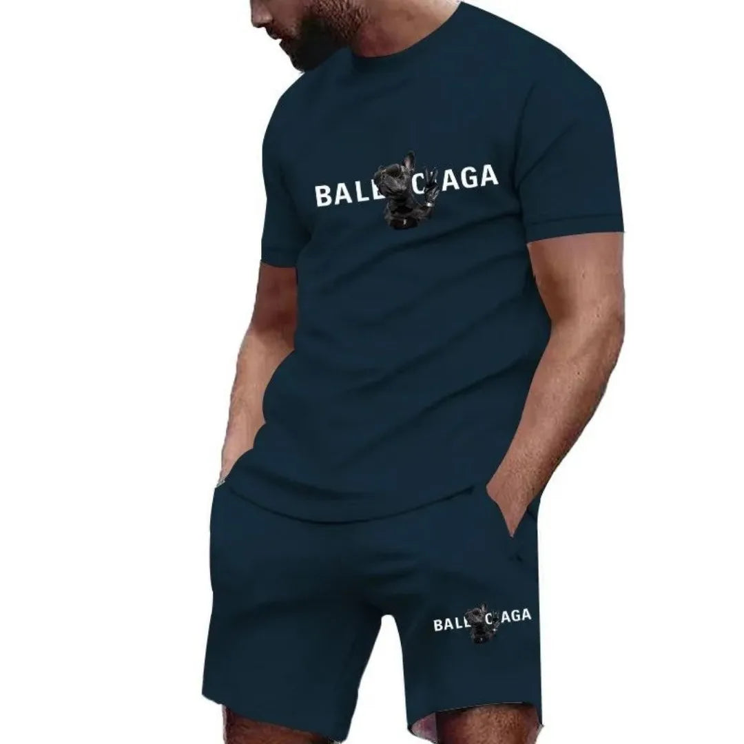 2025 summer new men's short sleeve and shorts T-shirt casual streetwear set summer daily casual 3d sports new series