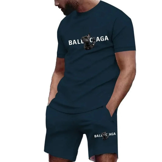 2025 summer new men's short sleeve and shorts T-shirt casual streetwear set summer daily casual 3d sports new series