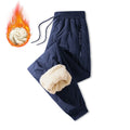 Winter Down Cotton Pants for Men Casual Waterproof Trousers Zipper Pocket Thickened Wool Warm Pants Jogger Outdoor Sweatpants