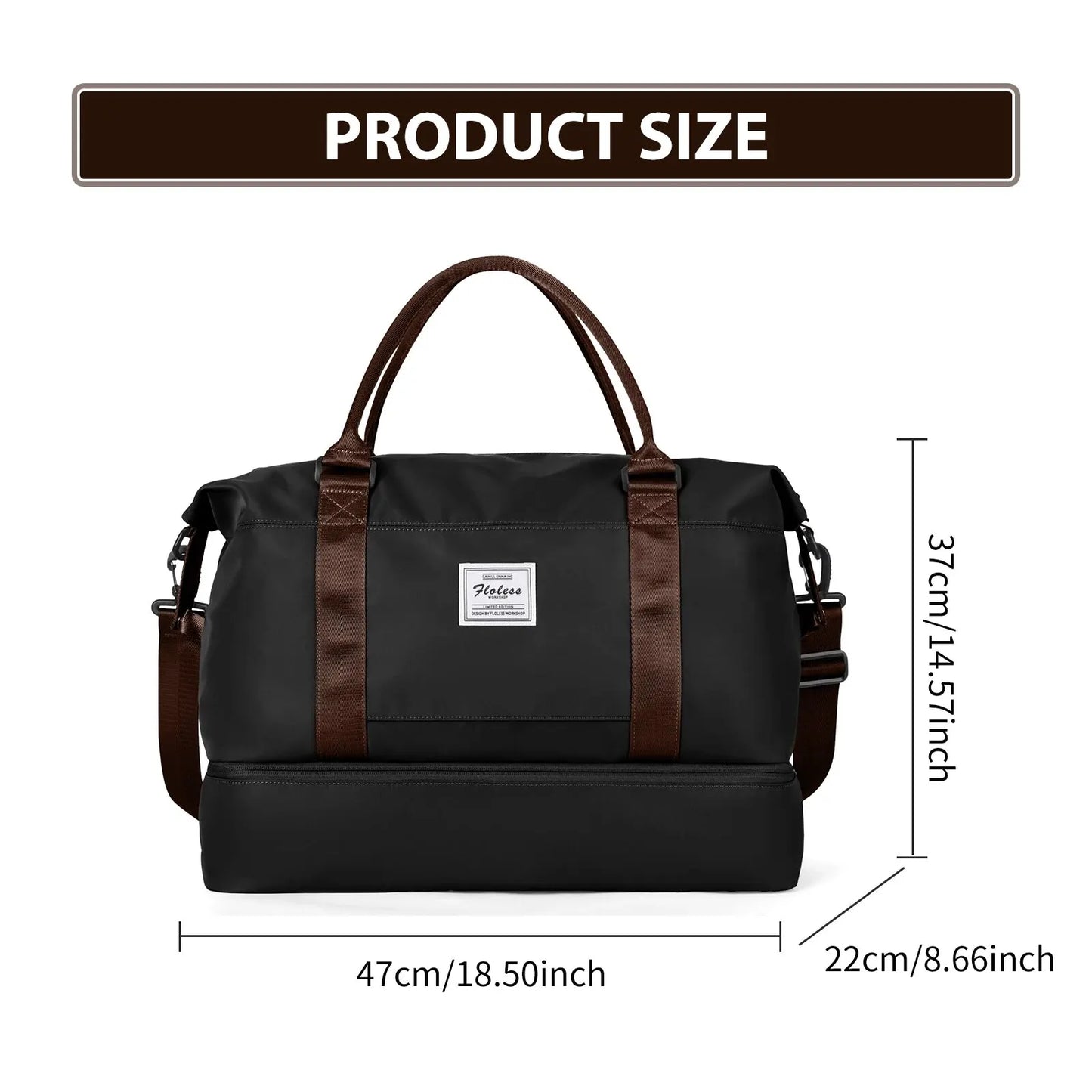 Likros Duffel Bag Travel Bag with Shoes Compartment, Gym Tote Bags, Shoulder Weekender Overnight Bag for Women Luggage Hangbag
