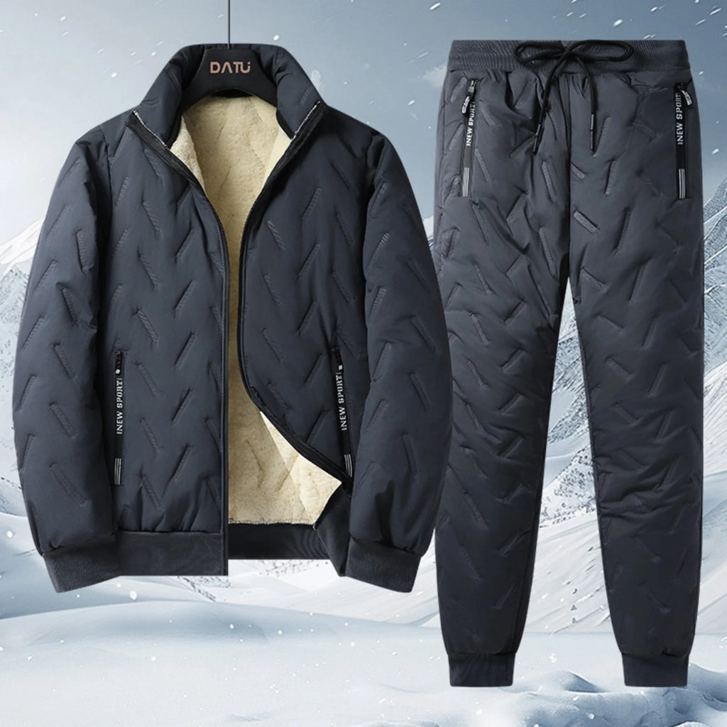 Winter Men'S Thick Solid Color Casual Zippered Pocket Sports Pants Velvet Warm Jacket Suitable For Outdoor Daily Wear