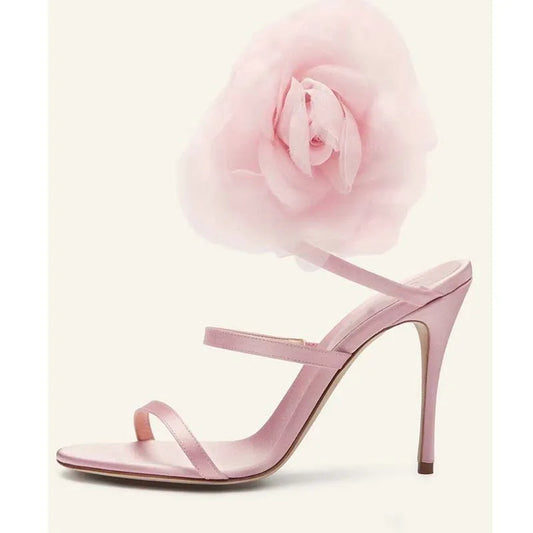 Flower Slender Straps Coiled Snakes Wrap Stiletto Sandals Woman Summer 2025 Open Toe Ankle Strap Slingback High Heels Shoes