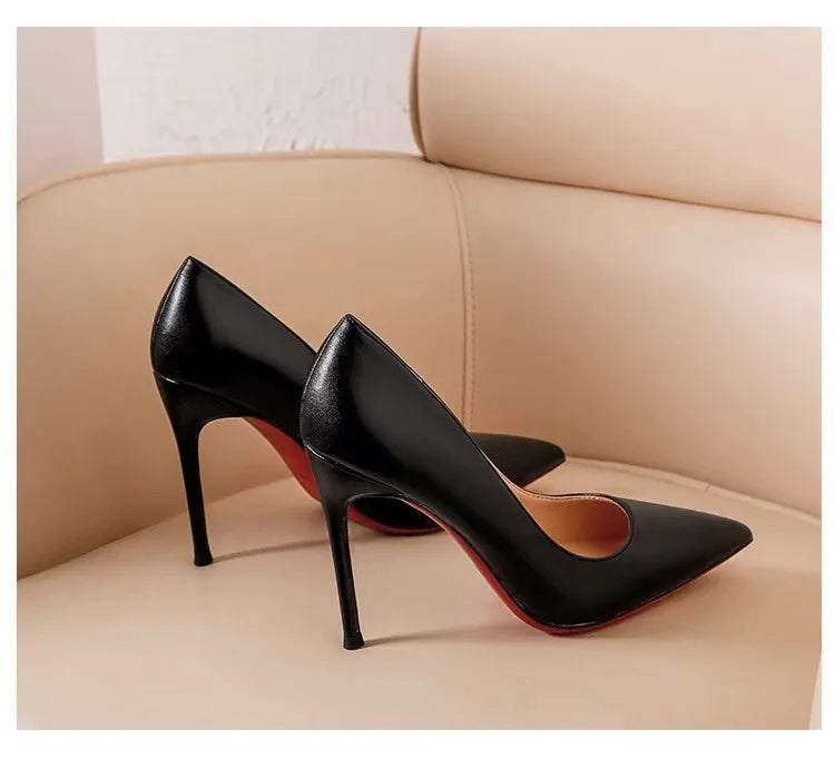 Heels for women Pointed toe Luxury Brand Women's High Heels Red soled Pumps Red Bottoms Matte Stiletto Ladies elegant shoes 12cm