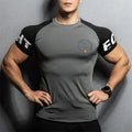 Summer New Men's Sports T-shirt Running Gym tops Exercise Slim Fit Elastic Quick Dry Short sleeved fitness T-shirt men clothing