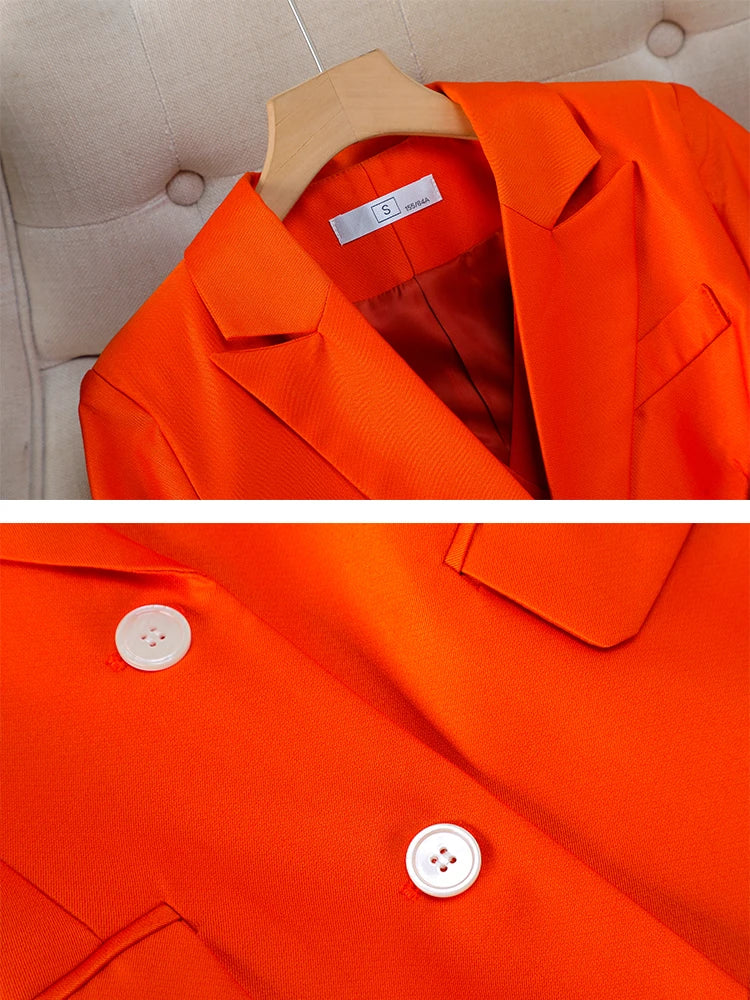 Autumn Winter Women Vest Blazer and Pant Suit Pink Navy Orange Office Ladies Business Work Career Wear Formal 3 Pieces Set